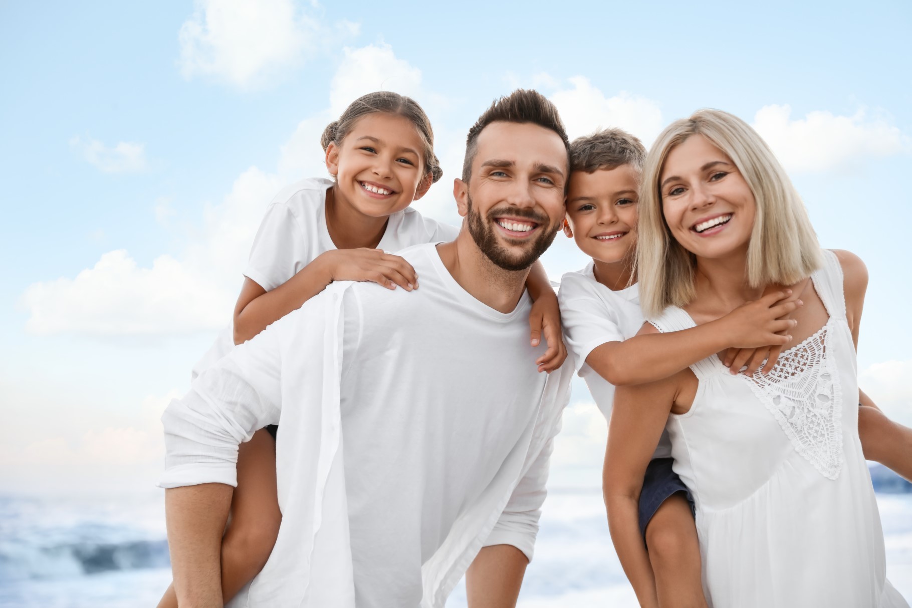 Happy family on beach